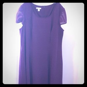 Burgundy Sheer Ribbed Cap-sleeve Dress -Plus Size
